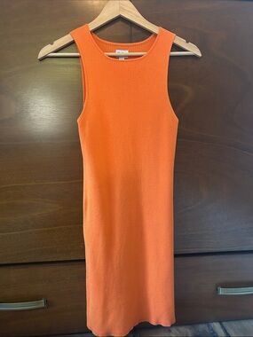 Rhythm. Ribbed Sleeveless Mini Dress in Bright Orange